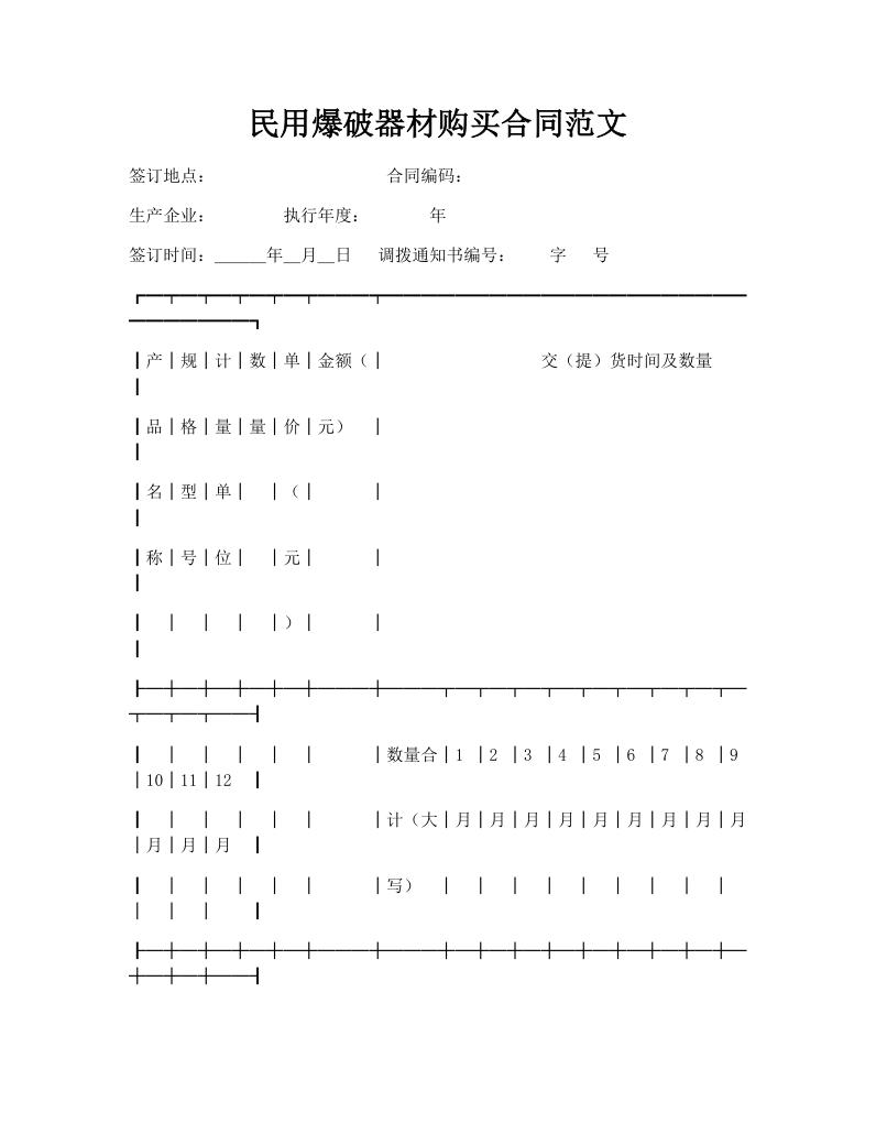 民用爆破器材购买合同范文