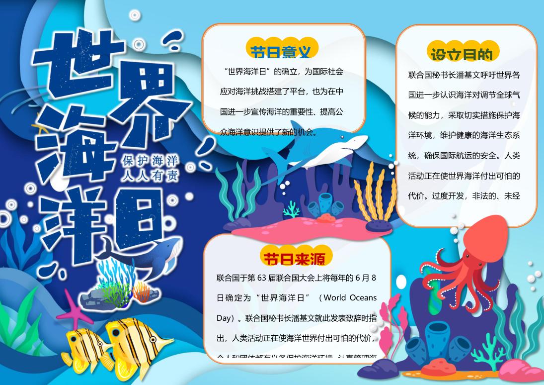 世界海洋日手抄报Word模板
