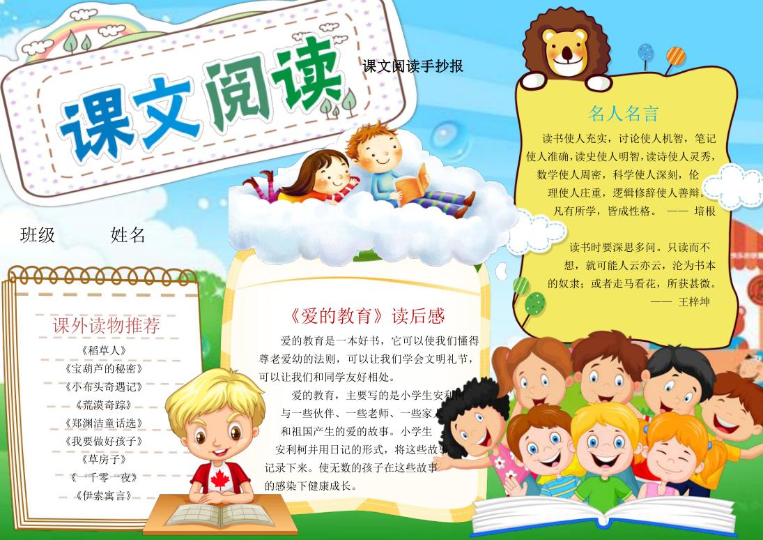 课文阅读手抄报wps