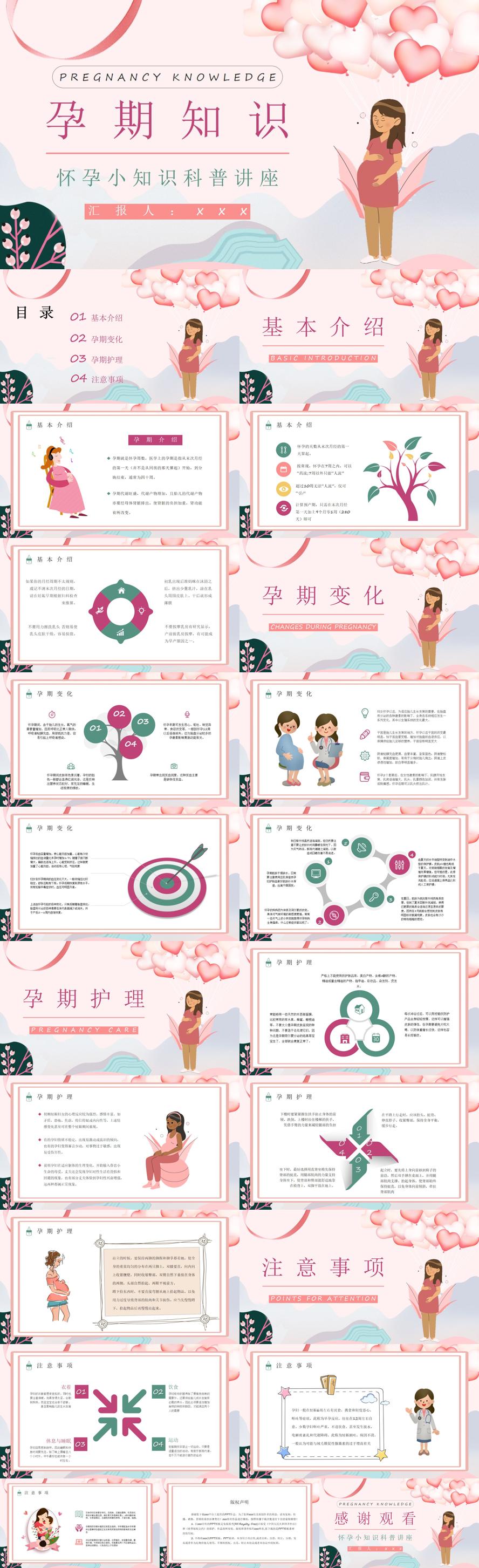 女性孕期小知识及注意事项宣传普及孕妇保健知识学习培训讲座PPT模板